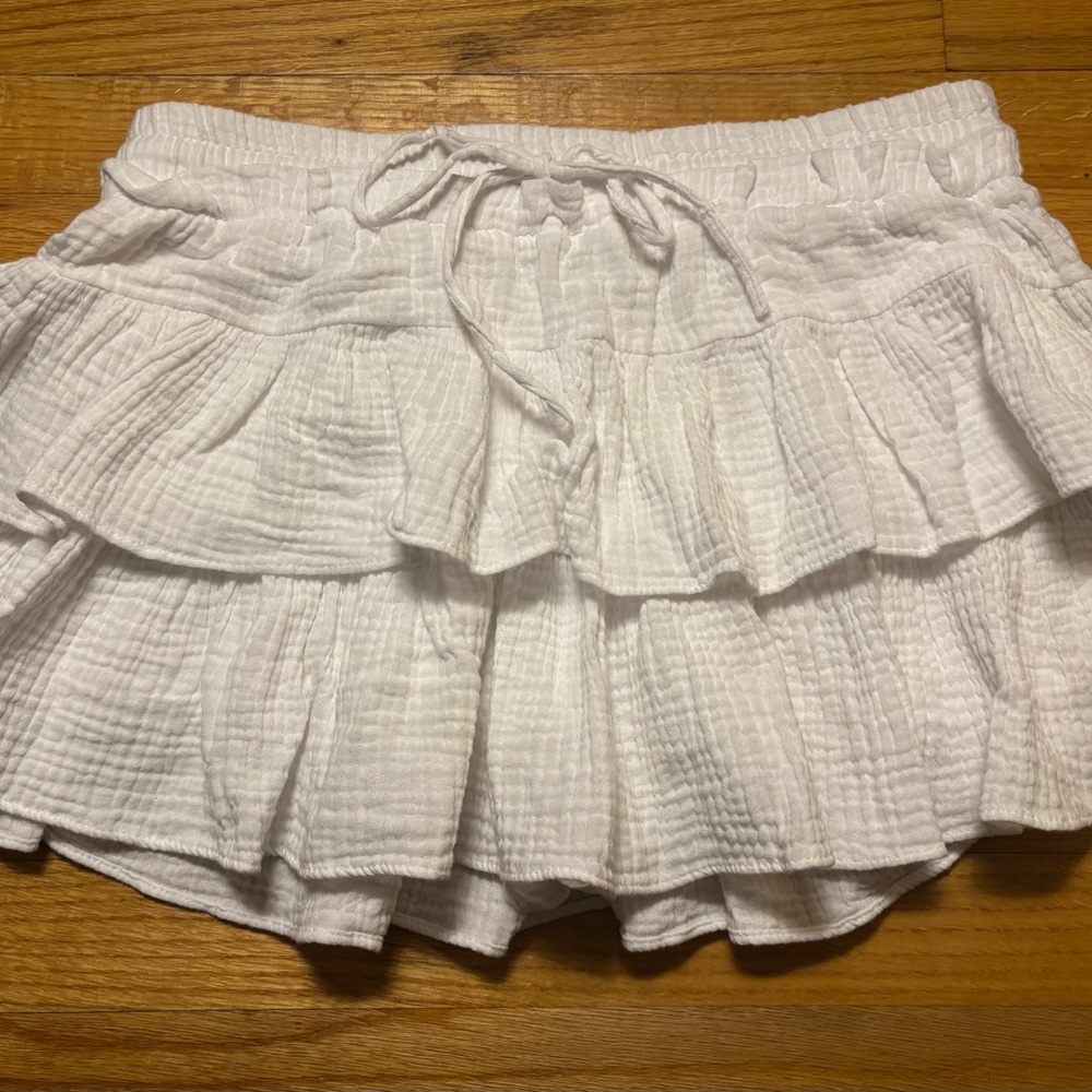 White Ruffled Mini Skirt